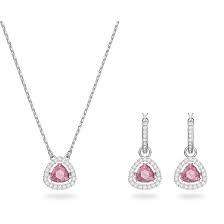 Millenia set Swarovski Trilliant cut, Pink, Rhodium plated 5619503 - SWAROVSKI