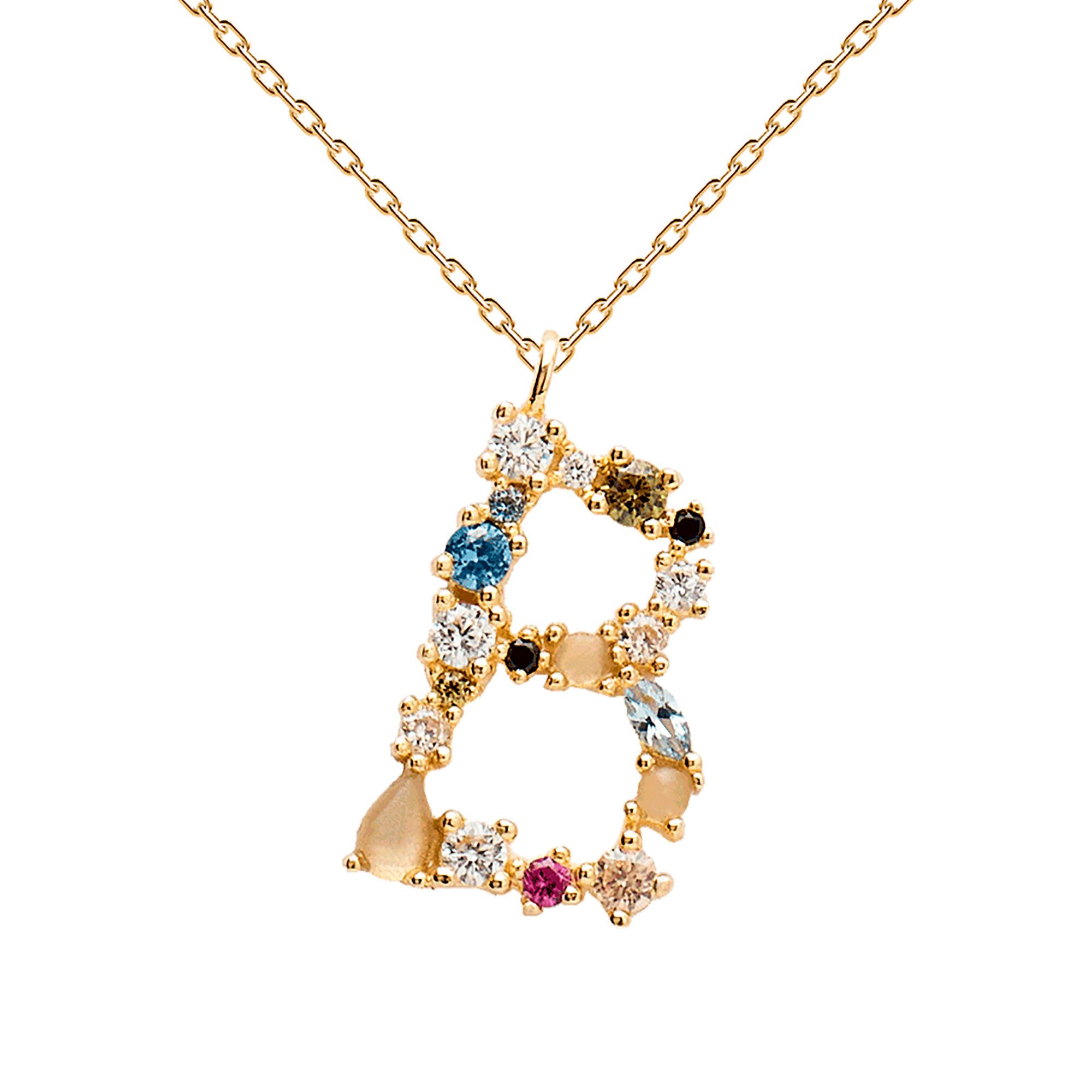 Collana Lettera B Oro Zirconi e Pietre Donna - PD PAOLA