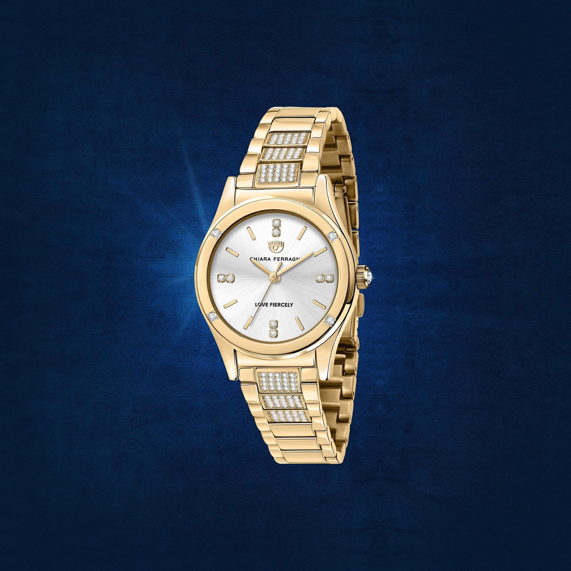 CONTEMPORARY 32MM 3H S/WIHTE DIAL BR YG - CHIARA FERRAGNI