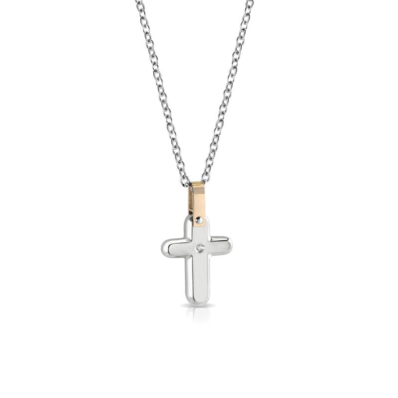 Croce in Acciaio con diamante da ct 0,01 - ARKANO