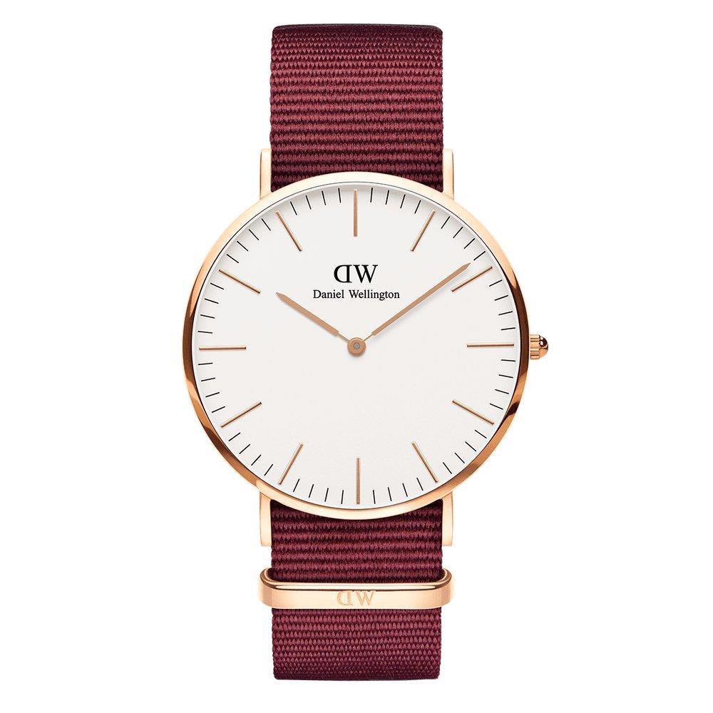 Orologio Classic Roselyn 40mm Nato Rosso Rubino Uomo Acciaio Oro Rosa DW00100267 - DANIEL WELLINGTON