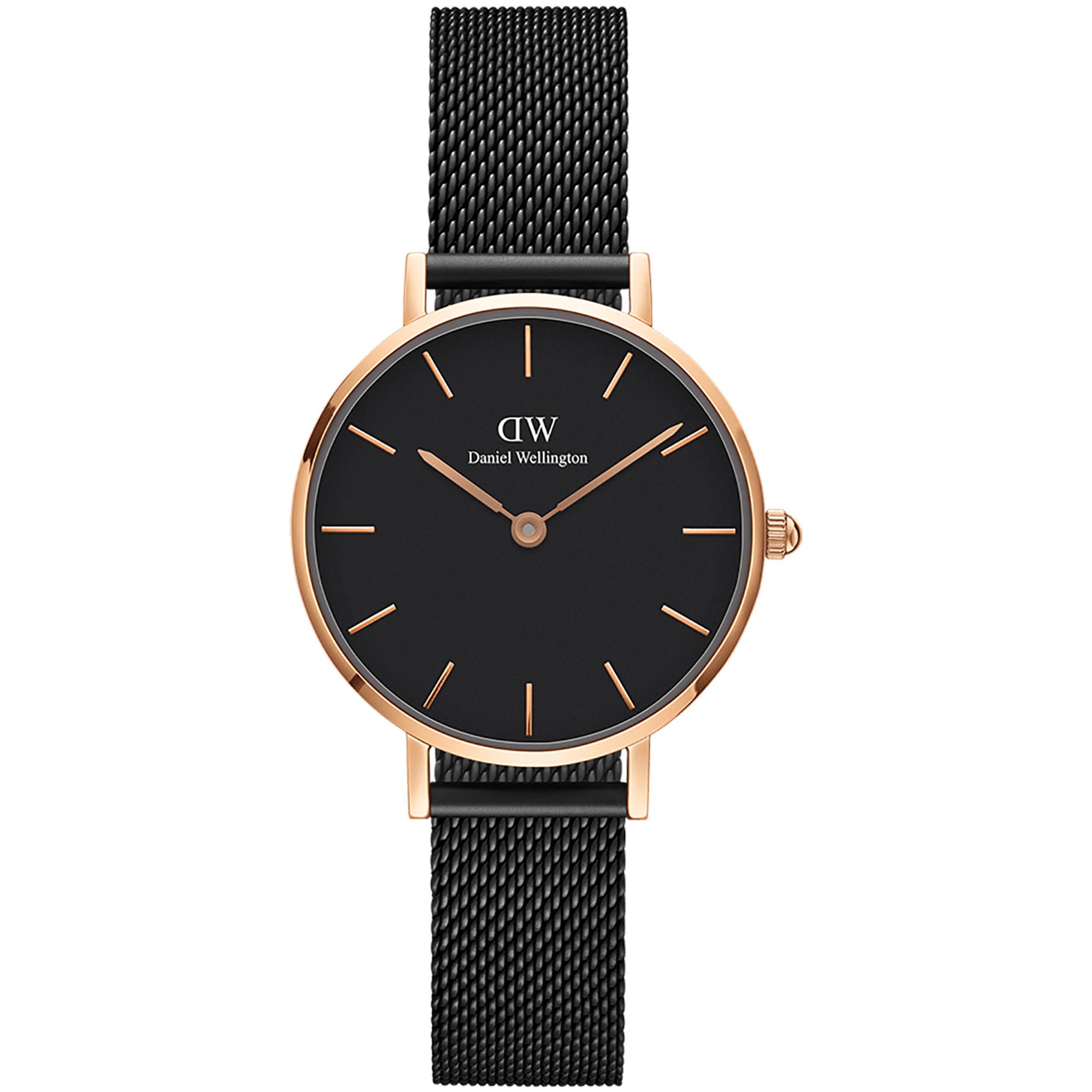 Orologio Petite Ashfield 28 mm Nero Oro Rosa Donna Acciaio DW00100245 - DANIEL WELLINGTON