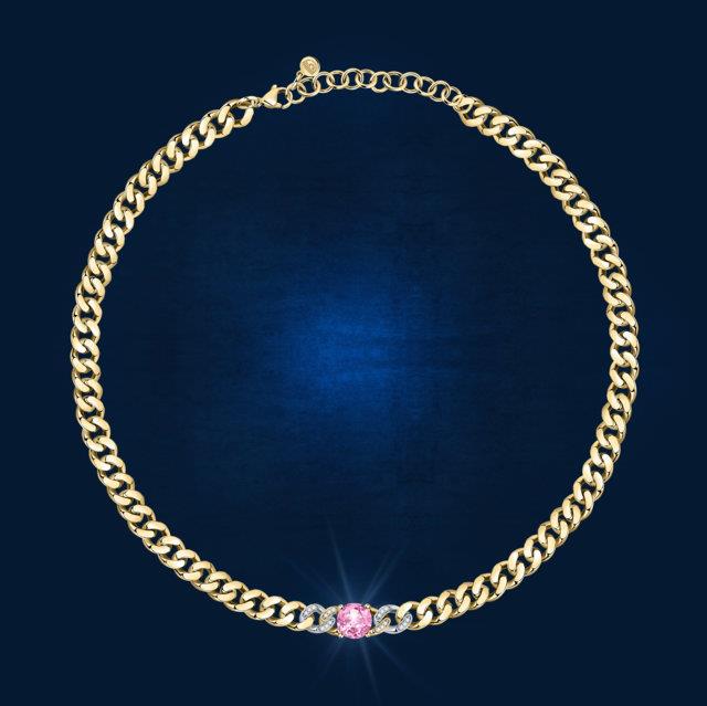 CHAIN NECK YG+SIV+WH/PINK CZ 38+4CM - CHIARA FERRAGNI