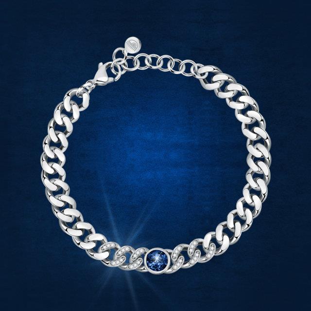 CHAIN BRAC SIV W/BLUE CZ 160+30MM - CHIARA FERRAGNI