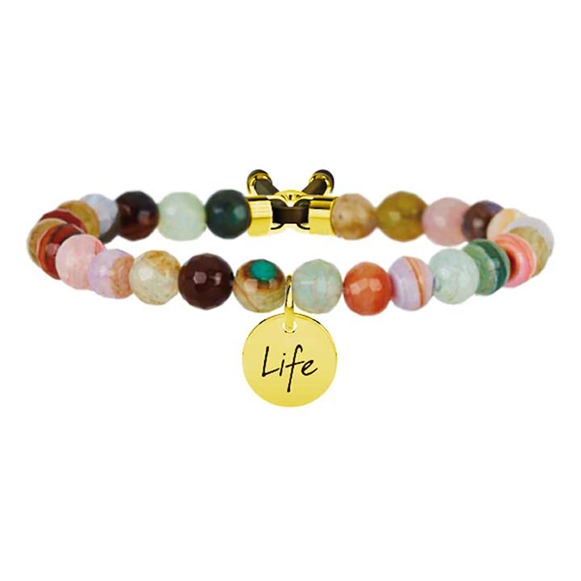 Bracciale Agata Marrone Symbols Gioia Acciaio Oro Donna 731050 - KIDULT