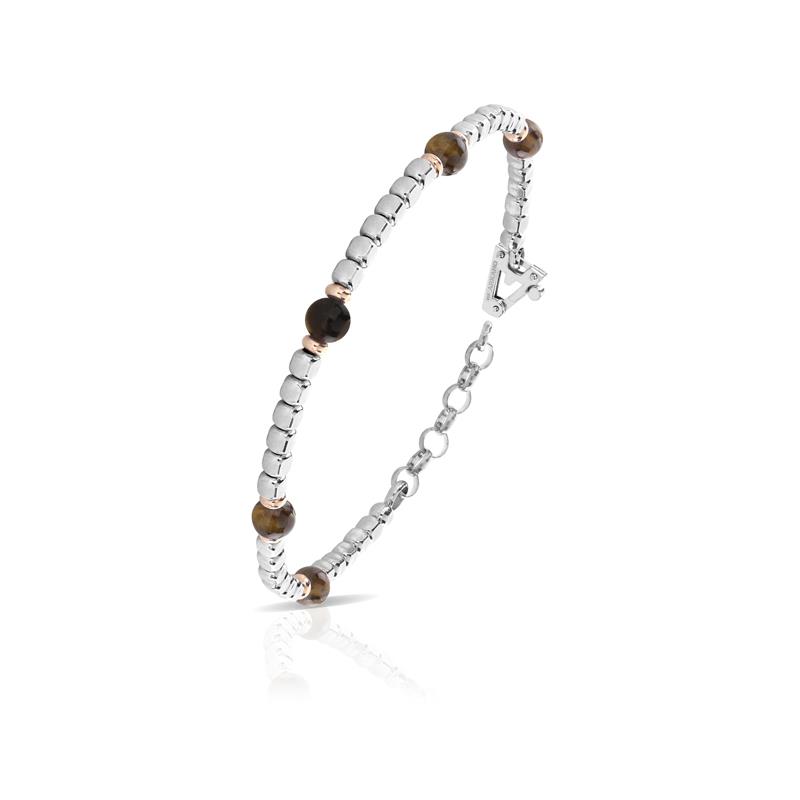 Bracciale in Arg.bianco 925% con occhio di tigre - ARKANO