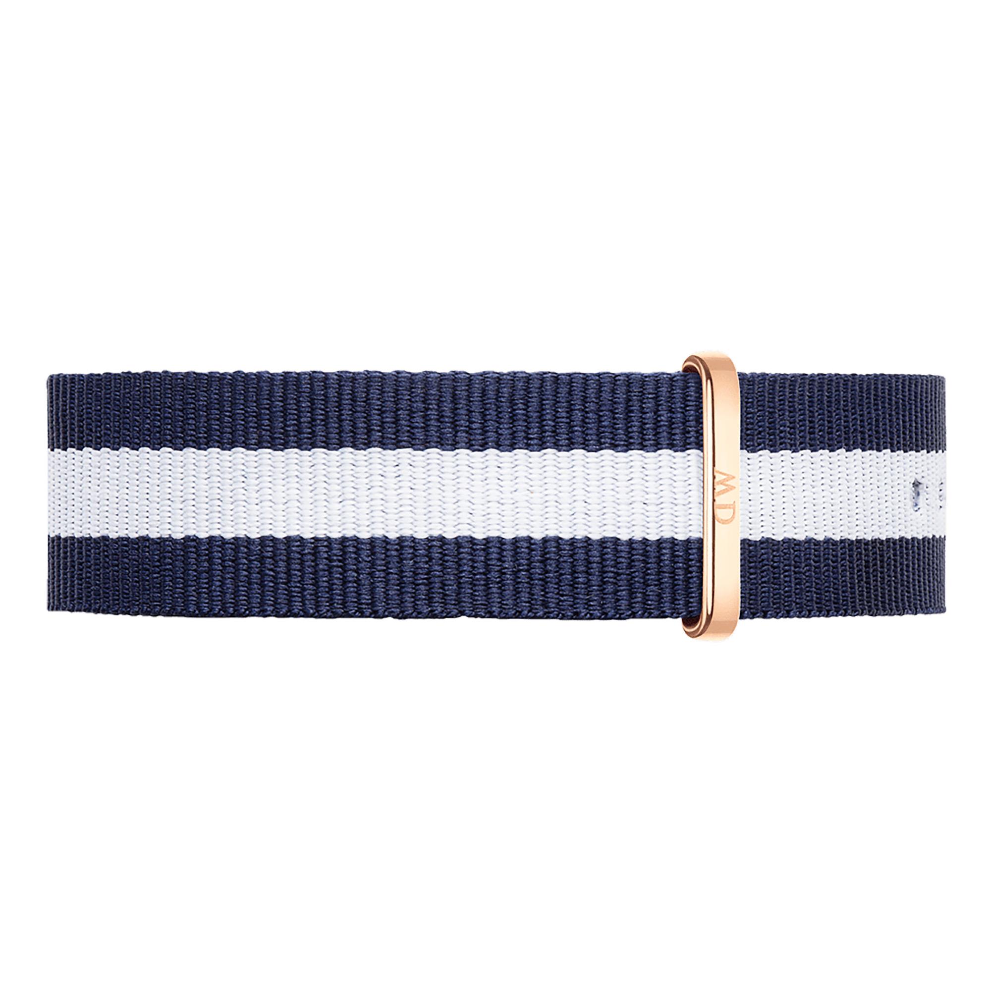 Cinturino Classy Glasgow Nato Blu Bianco Oro Rosa 20mm DW00200004 - DANIEL WELLINGTON