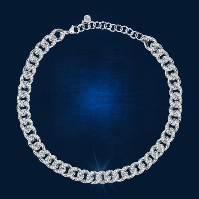 CHAIN NECK SIV+FULL PAVE WH CZ 38+7CM - CHIARA FERRAGNI