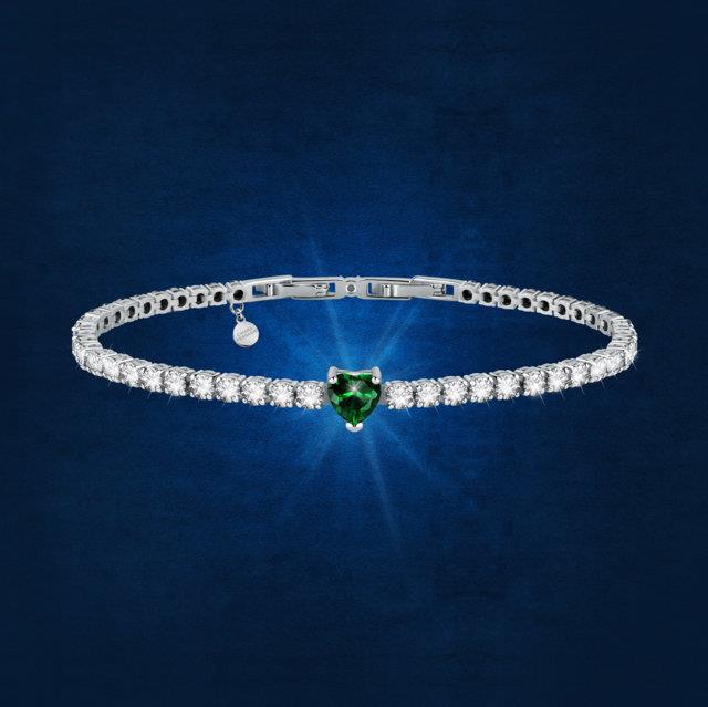 FIRST LOVE BR.SILVER+GREEN CZ 16+2CM - CHIARA FERRAGNI