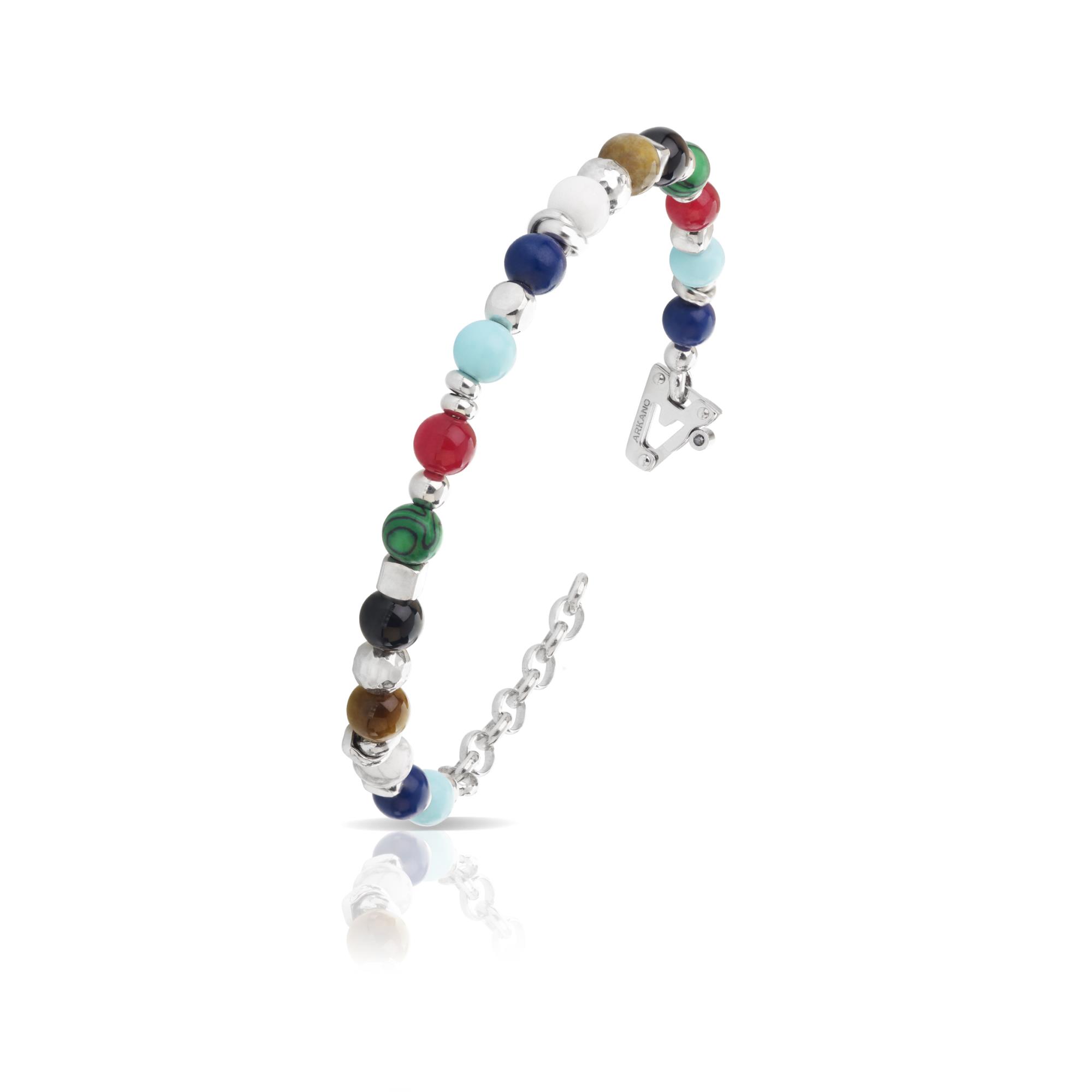 Bracciale in Arg.bianco 925% con pietre multicolor - ARKANO