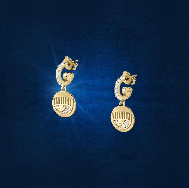 CHAIN EARR.YG+PAVE WH PP+EYE LOGO 24.2MM - CHIARA FERRAGNI