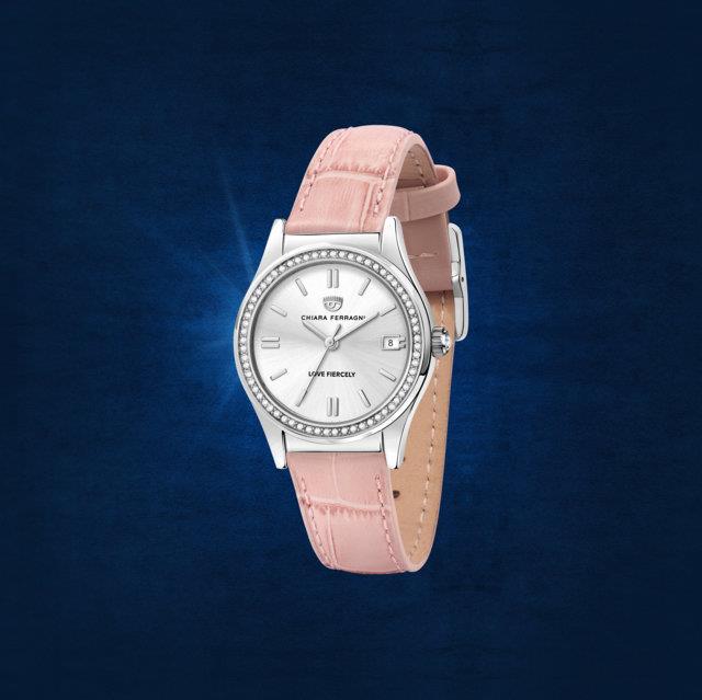 CONTEMPORARY 32MM 3H S/WHIT DIAL PINK ST - CHIARA FERRAGNI