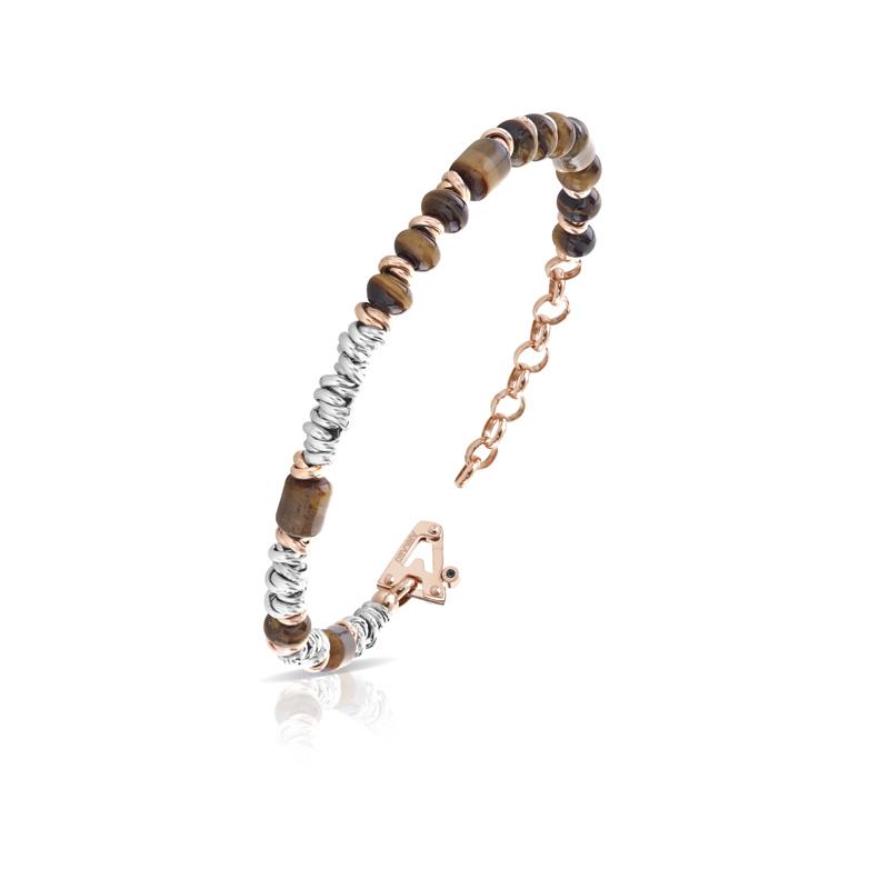 Bracciale in Arg.rosa 925% con occhio di tigre - ARKANO