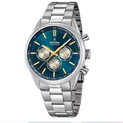 OROLOGIO FESTINA F16820/C AZZURRO BRACCIALE IN ACCIAIO, UOMO - FESTINA