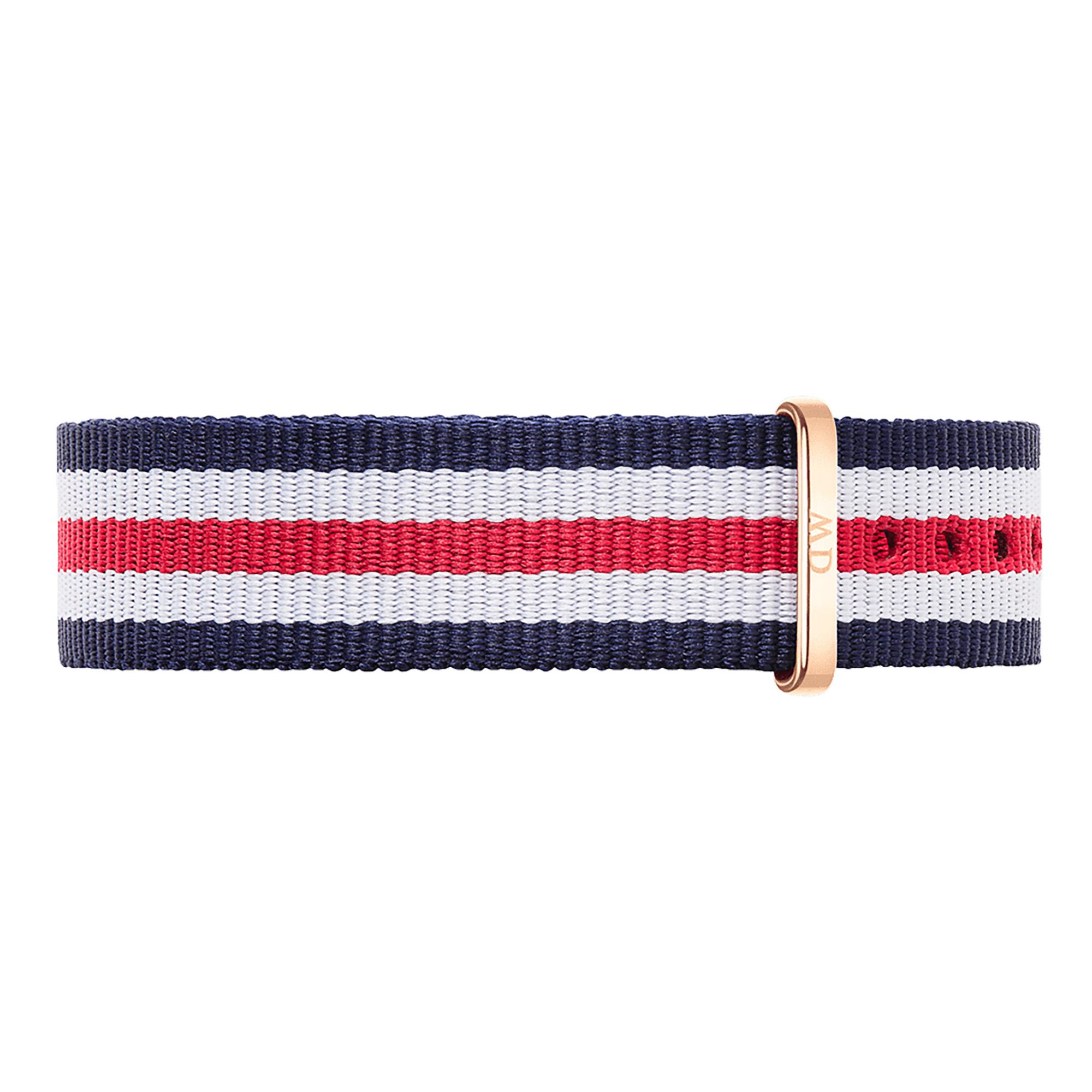 Cinturino Classic Canterbury Nato Blu Rosso Bianco Oro Rosa 18mm DW002000230 0702DW - DANIEL WELLINGTON