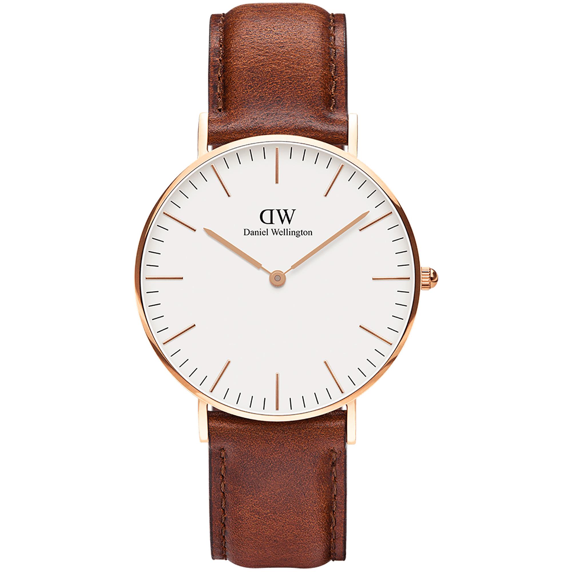 Orologio Classic St Mawes Pelle Marrone Unisex 36mm Bianco DW00100035 - DANIEL WELLINGTON