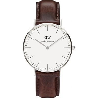 Orologio Classic Bristol Pelle Marrone Unisex 36mm Bianco DW00100056 - DANIEL WELLINGTON