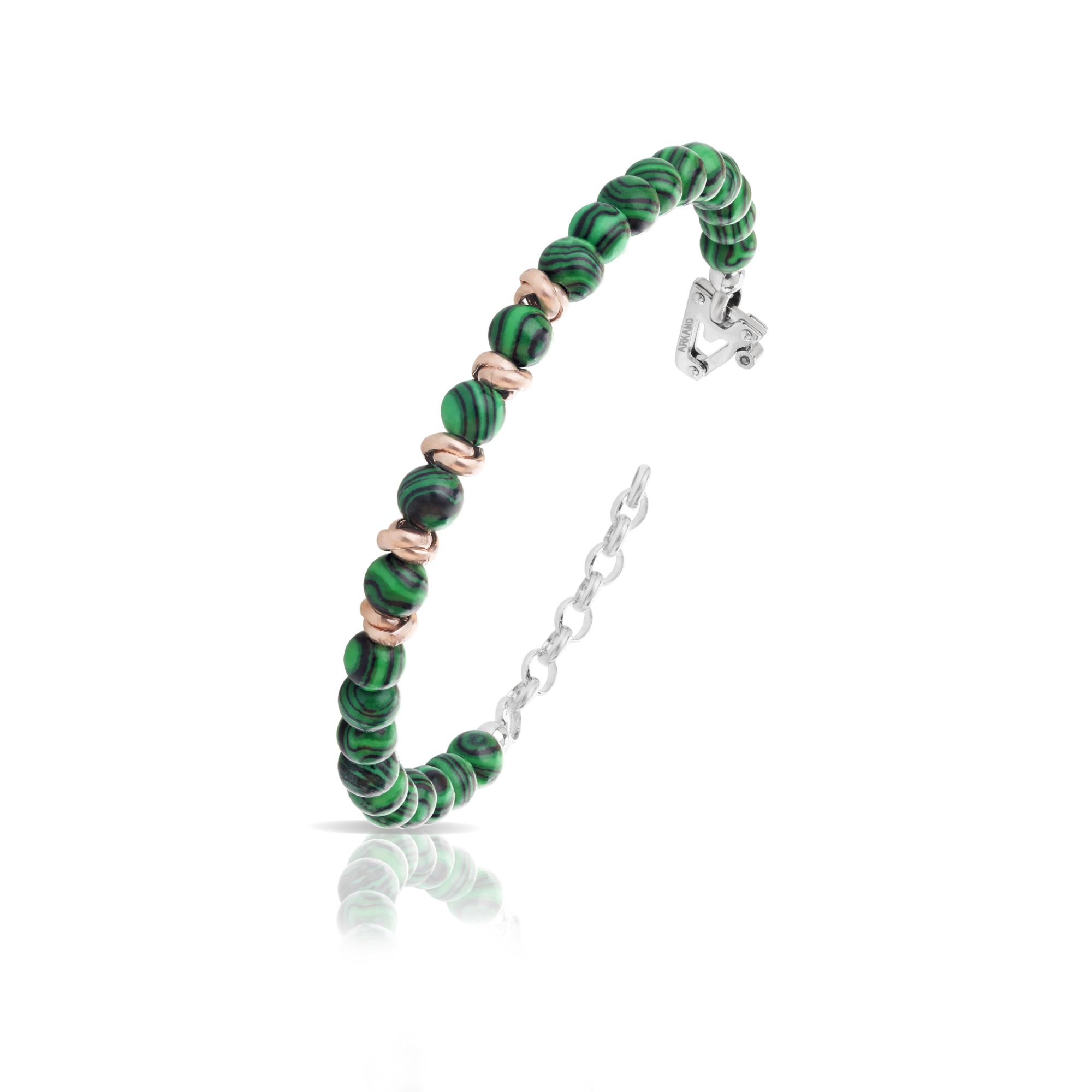 Bracciale in Arg.rosa 925% con malachite - ARKANO