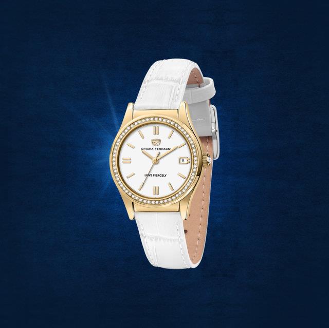 CONTEMPORARY 32MM 3H WHITE DIAL WHITE ST - CHIARA FERRAGNI