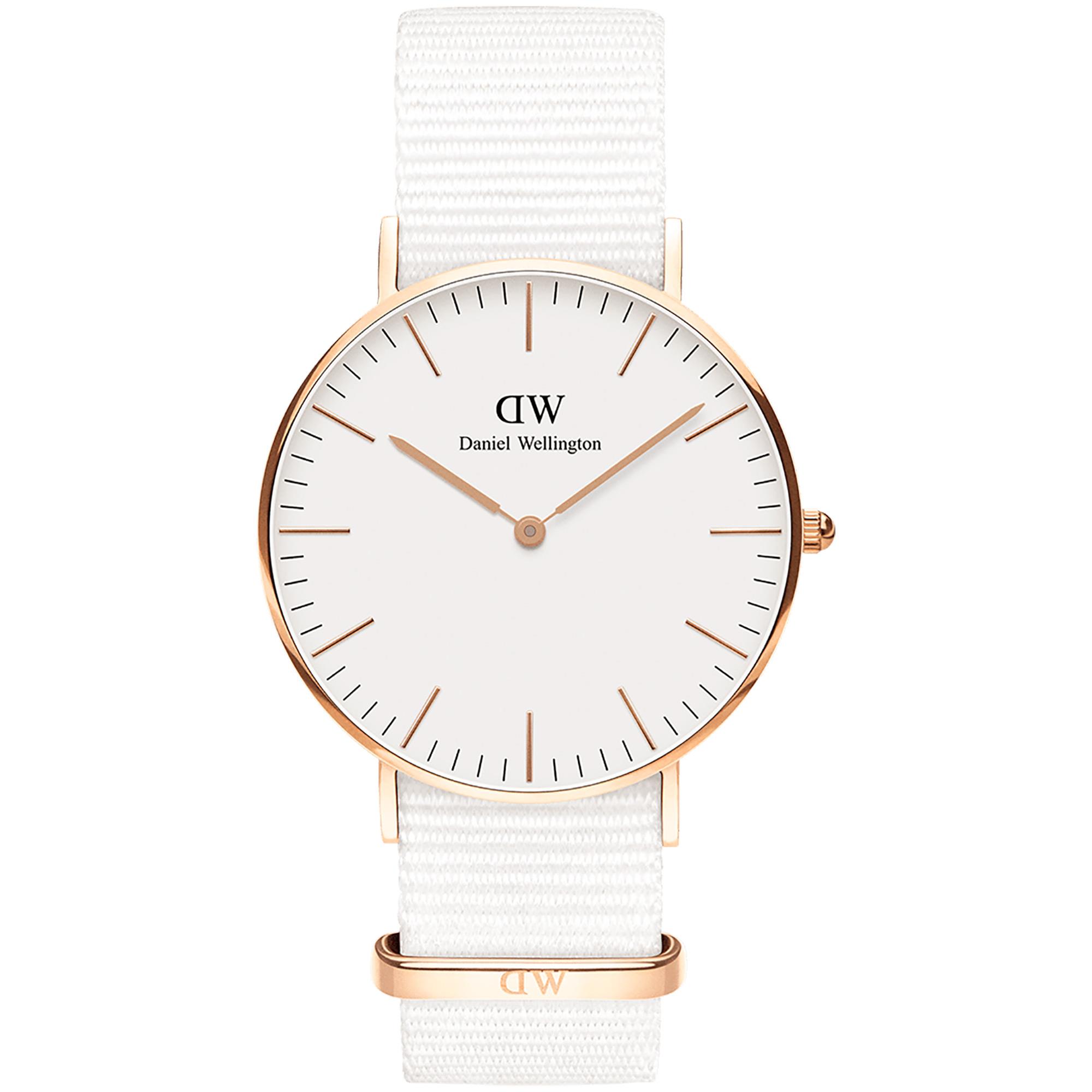 Orologio  Classic Dover Nato Bianco Unisex Oro Rosa 36mm DW00100309 - DANIEL WELLINGTON