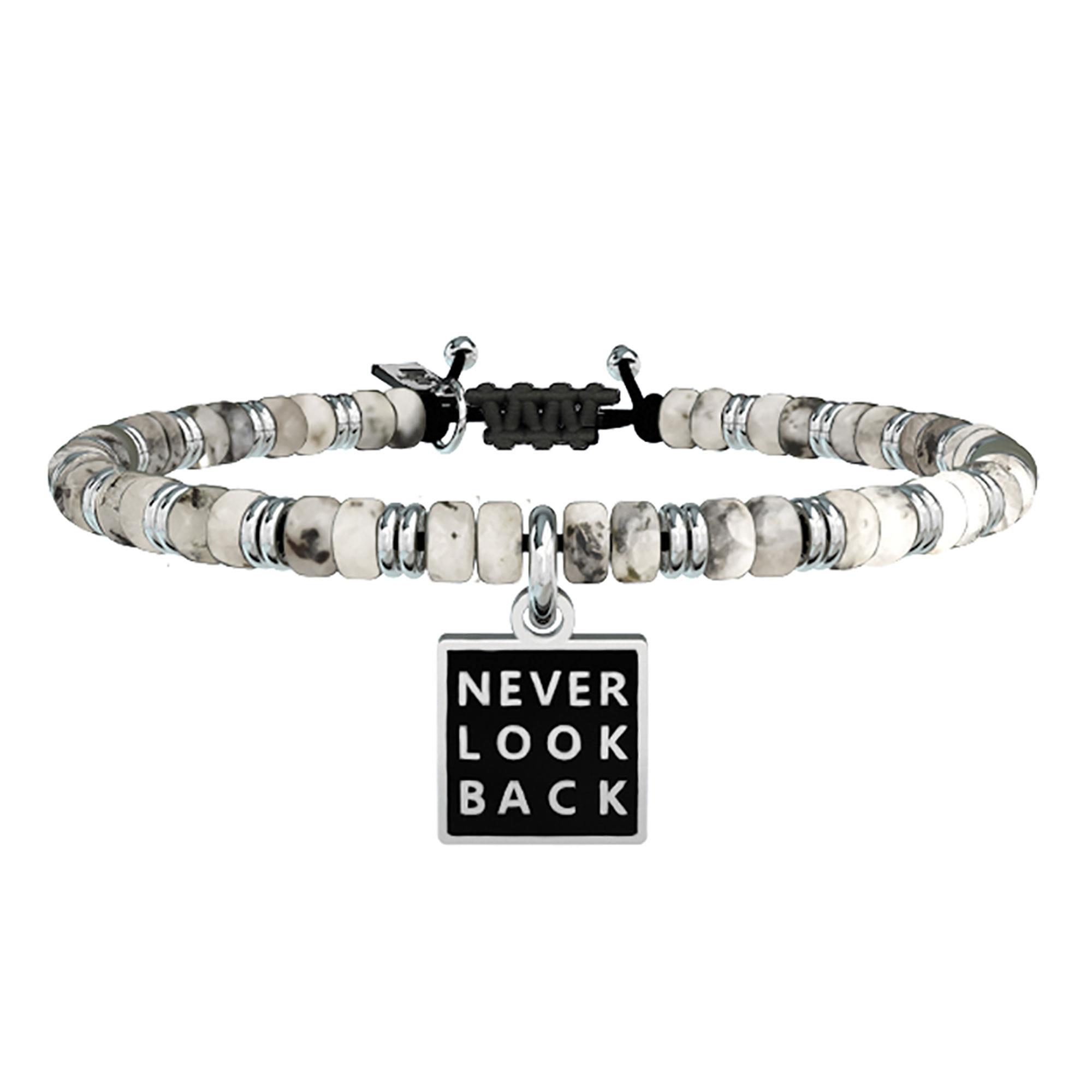 Bracciale Never Look Back Philosophy Agata Nera Acciaio Unisex 731407 - KIDULT