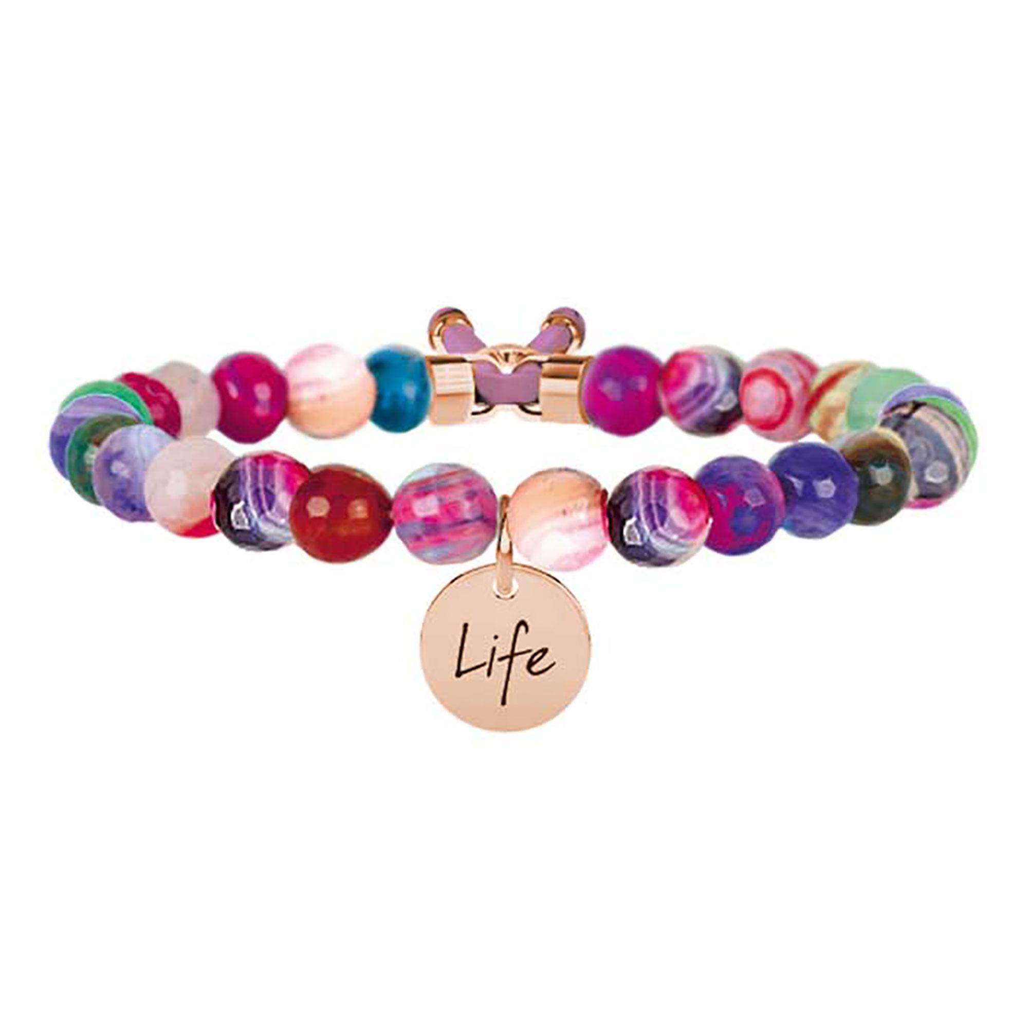 Bracciale Agata Multicolor Fantasia Symbols Acciaio Oro Rosa Donna 731049 - KIDULT