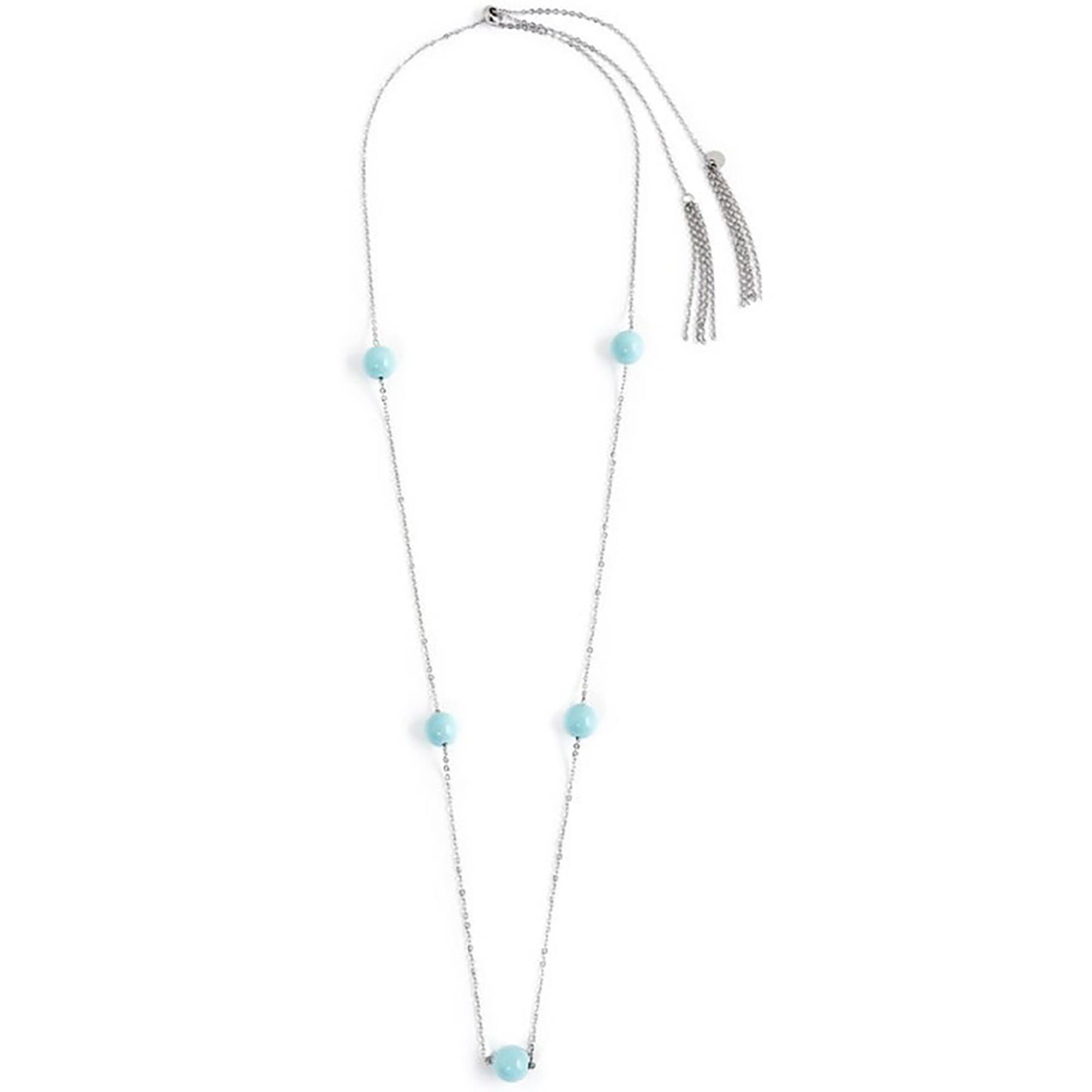 Collana Con Sfere 10Mm Turchese E Nappa - MARLÙ