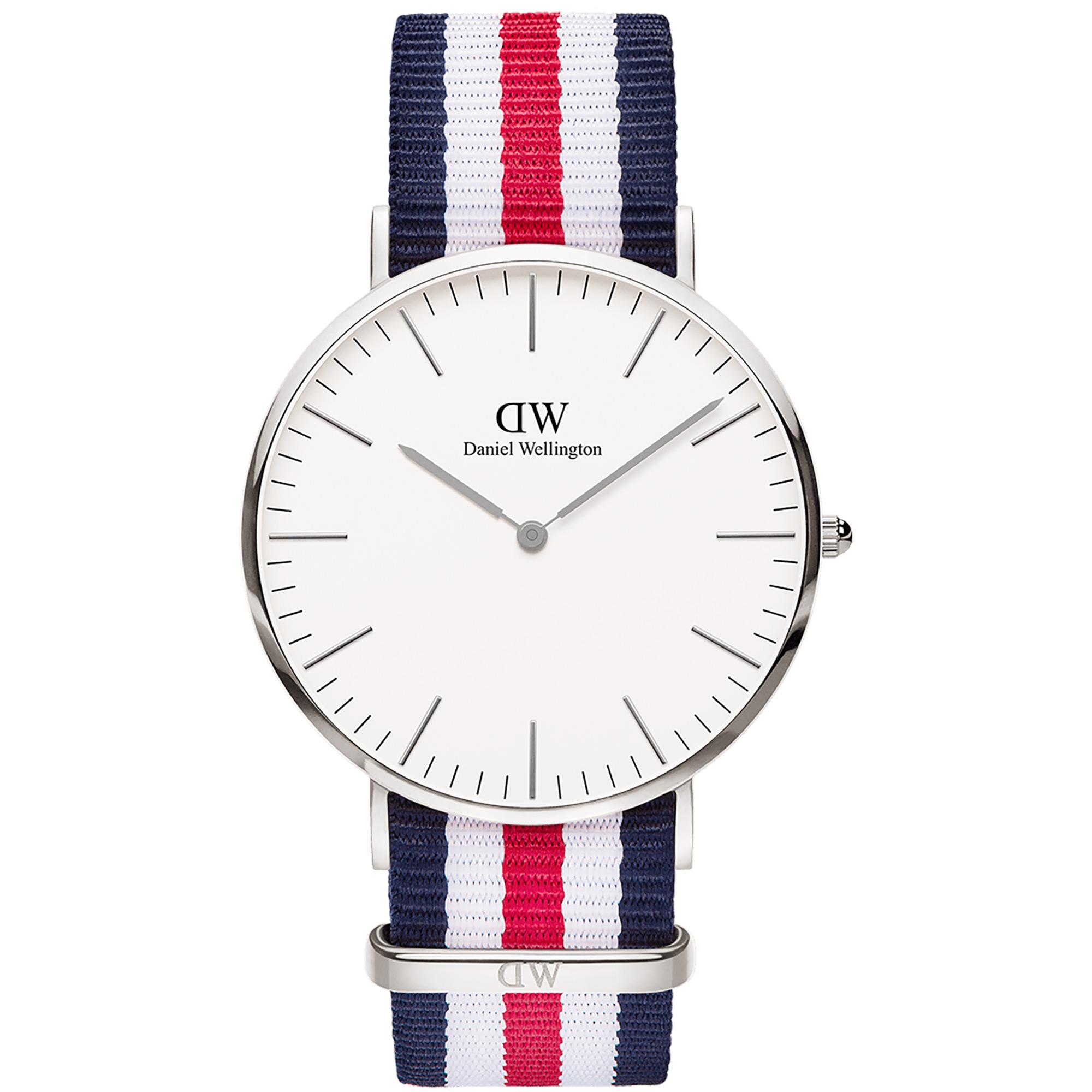 Orologio Classic Canterbury 40 mm Bianco Blu Rosso Unisex Acciaio Nato DW00100016 - DANIEL WELLINGTON