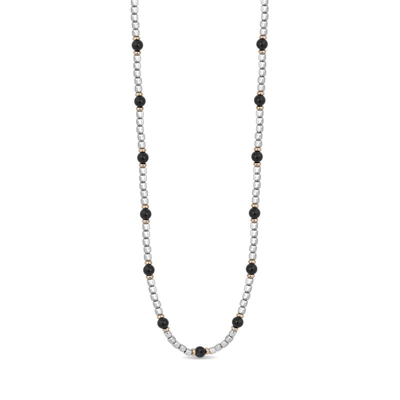 Collana in Arg.bianco 925% con onice lucido - ARKANO