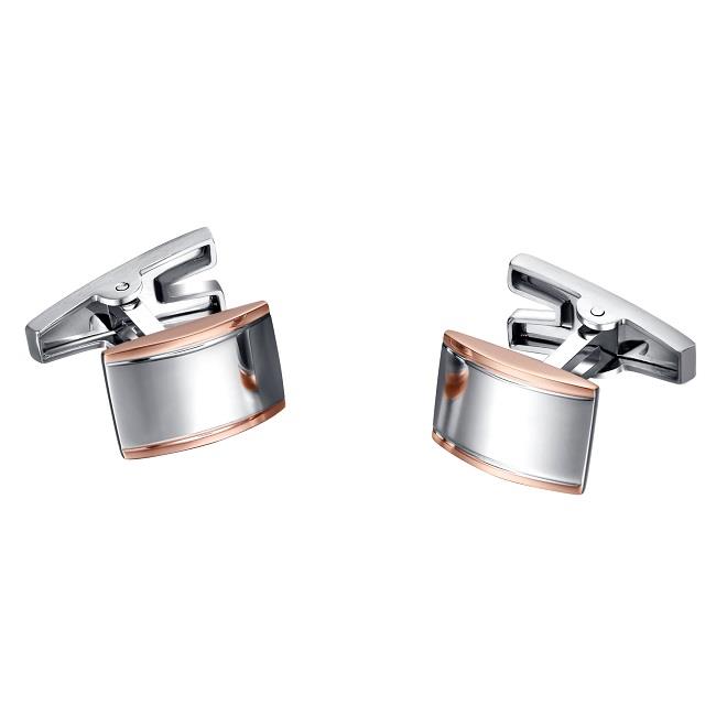 Gemelli in Acciaio con laterale pvd rosa - ARKANO