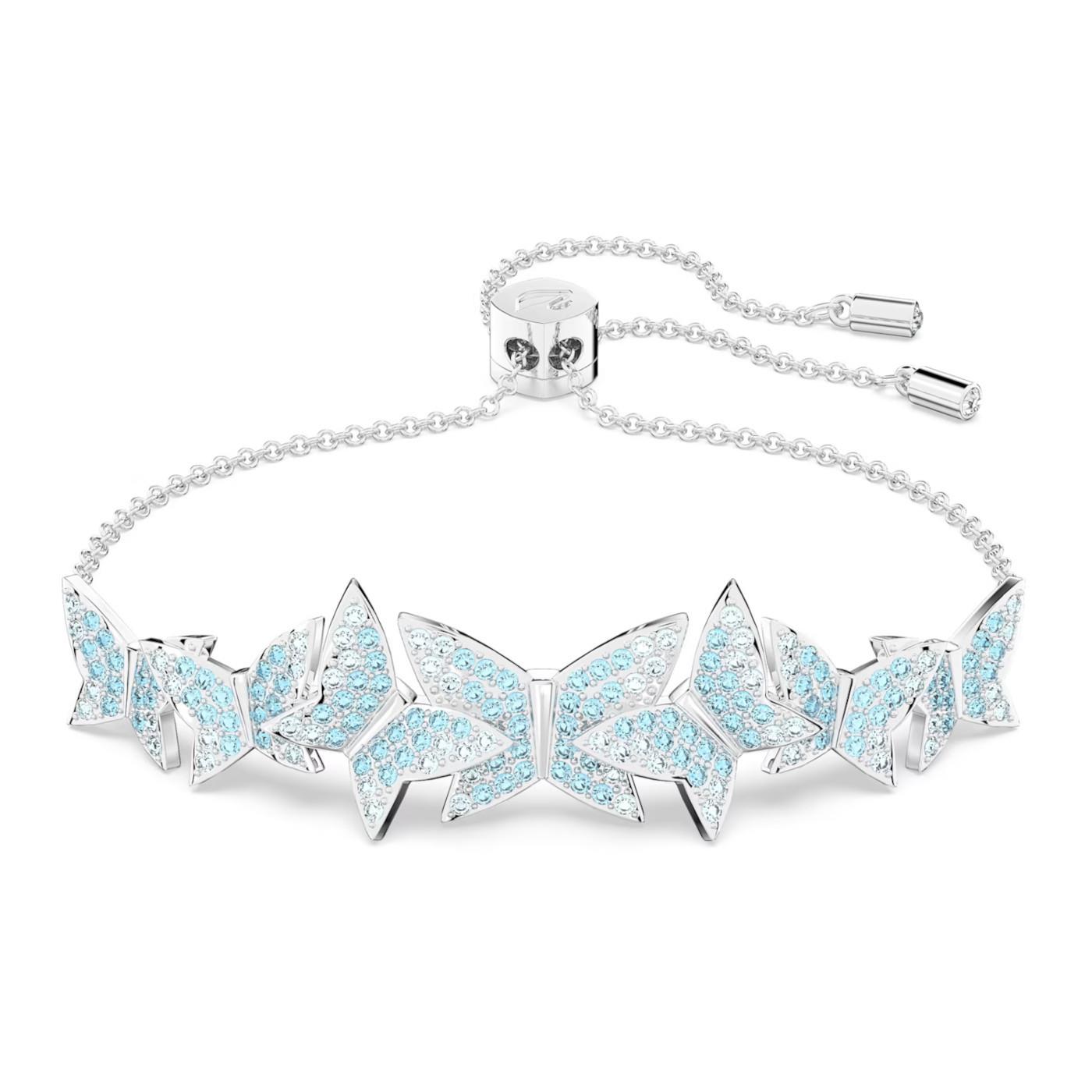 Braccialetto Lilia Swarovski Farfalla, Blu, Placcato rodio - SWAROVSKI