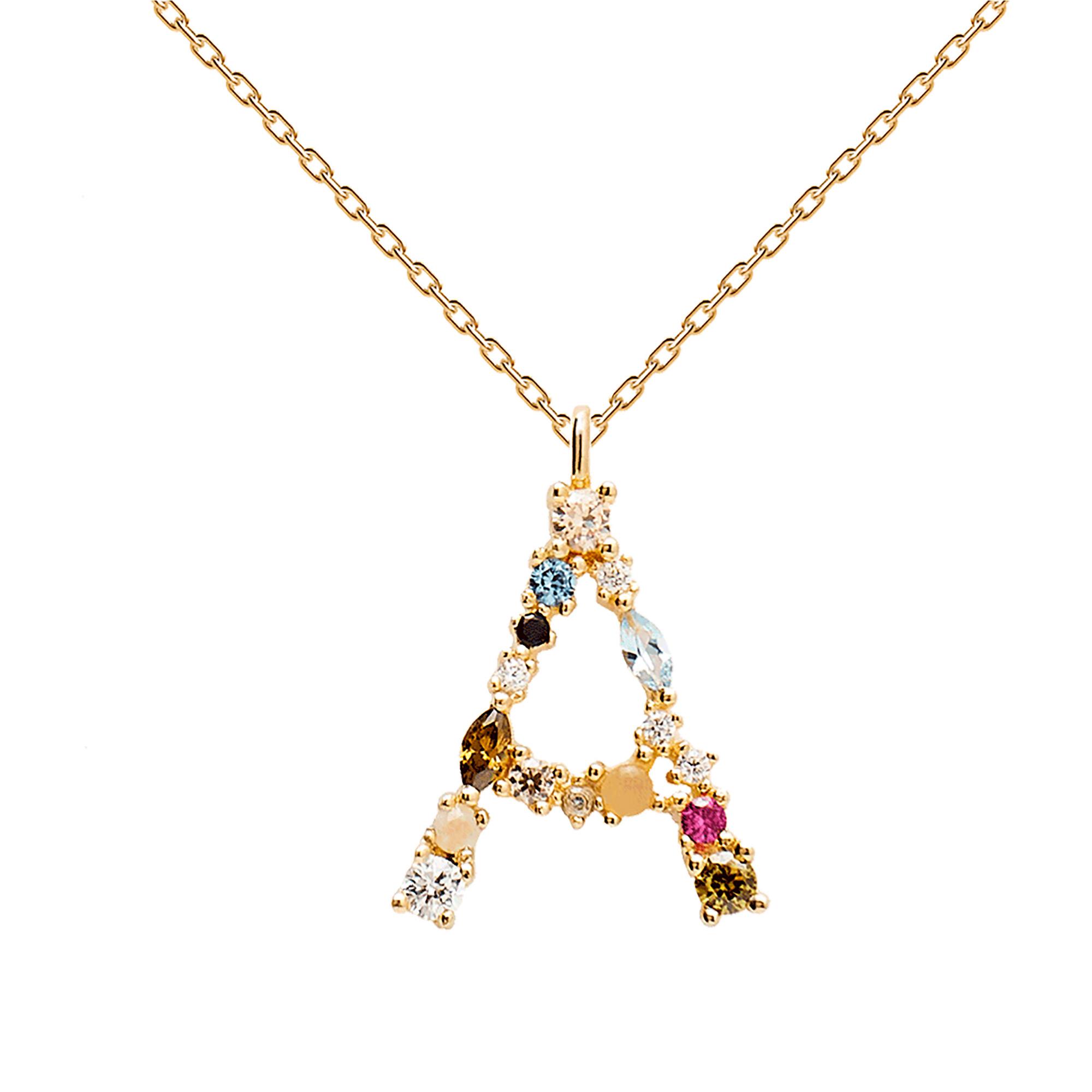 Collana Lettera A Oro Zirconi e Pietre Donna - PD PAOLA