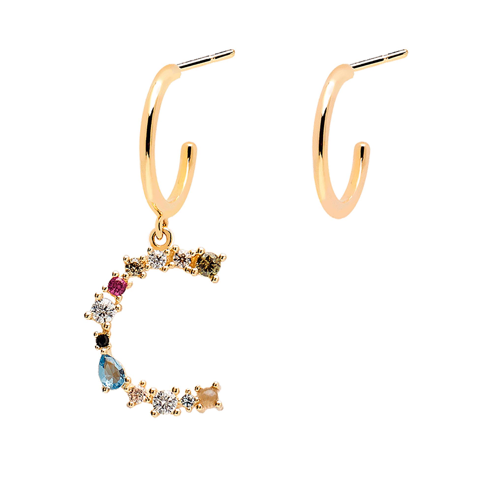 Orecchini Lettera C Oro Zirconi e Pietre Donna - PD PAOLA