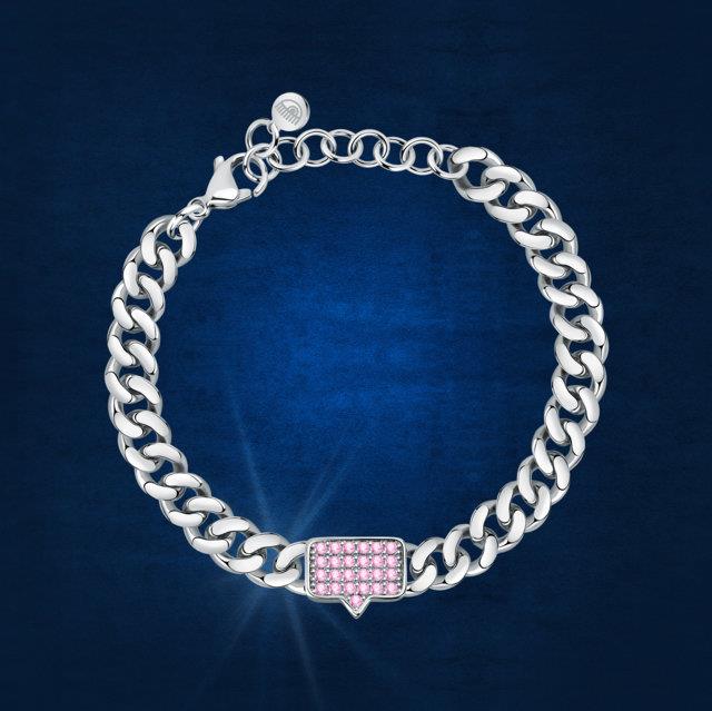 CHAIN BRAC.SIV PAVE PINK CZ 160+30MM - CHIARA FERRAGNI
