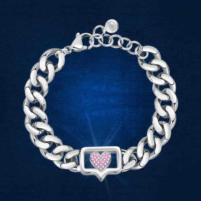 CHAIN BRAC.SIV PAVE PINK CZ 165+30MM - CHIARA FERRAGNI