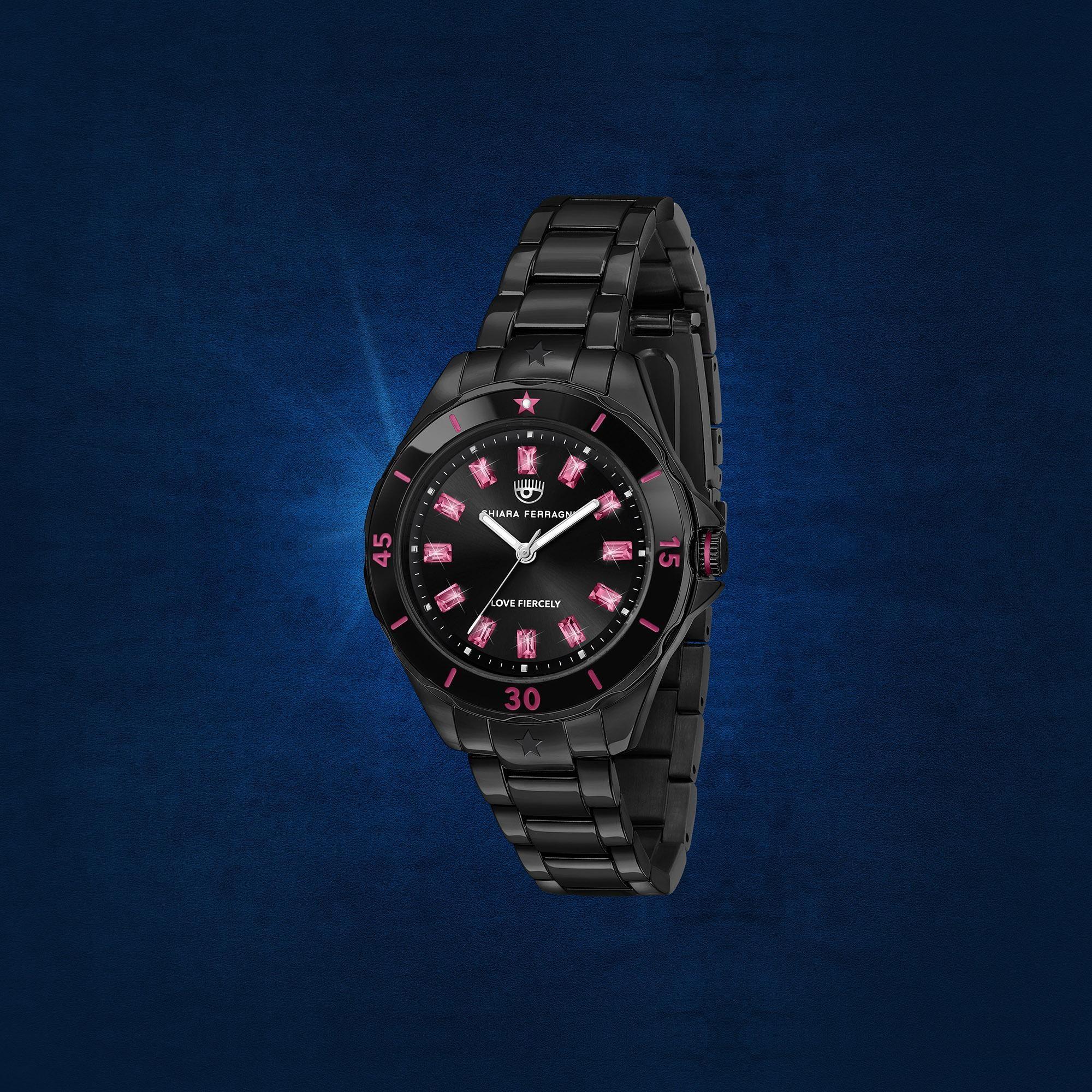 SPORT CERAMIC 36MM 3H BLACK DIAL BR BLK - CHIARA FERRAGNI