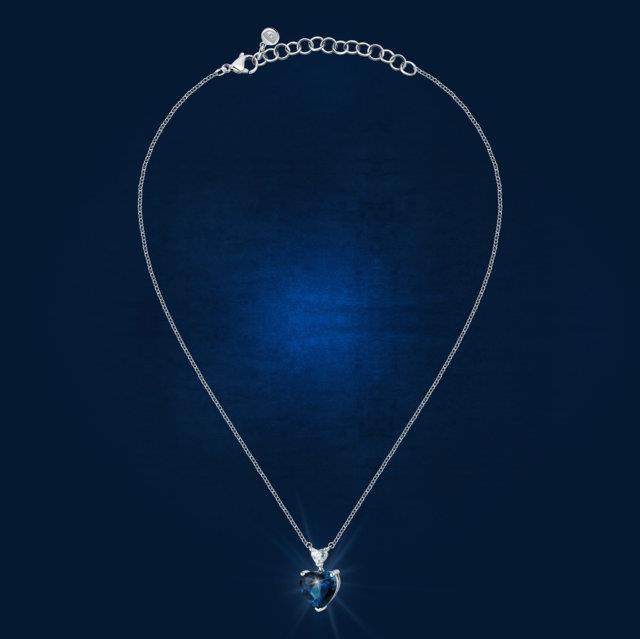 FIRST LOVE PEND SIV+WH/BLUE CZ 38+4CM - CHIARA FERRAGNI