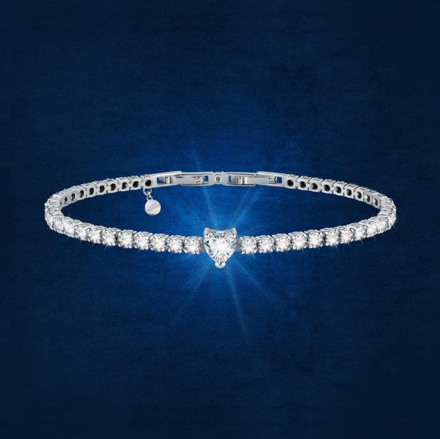 FIRST LOVE BR.SILVER+WHITE CZ 16+2CM - CHIARA FERRAGNI