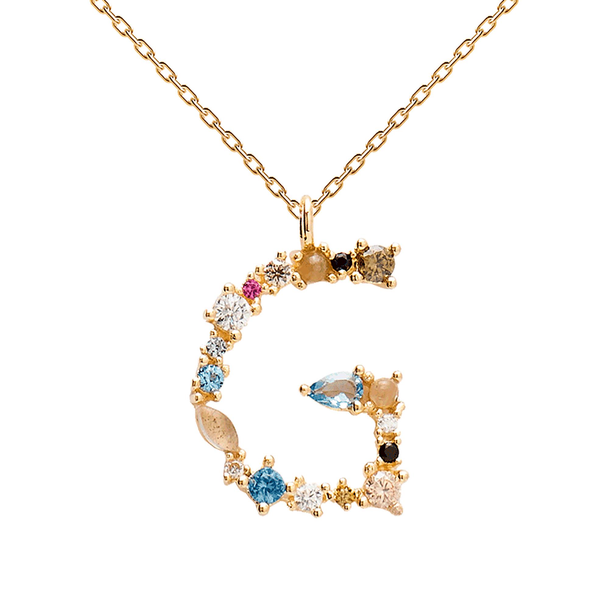 Collana Lettera G Oro Zirconi e Pietre Donna - PD PAOLA