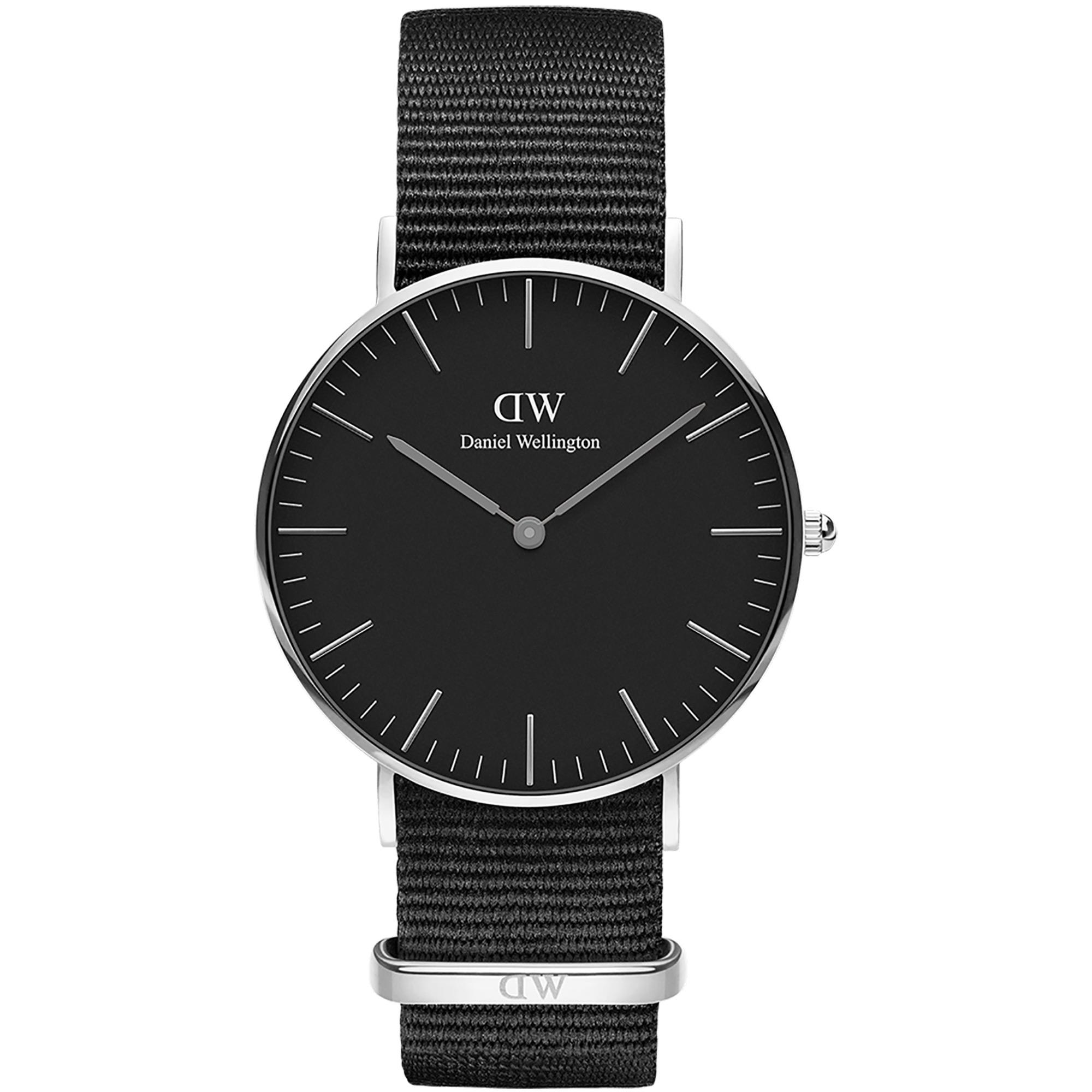 Orologio Classic Cornwall 36 mm Unisex Nero Argento Acciaio Nato DW00100151 - DANIEL WELLINGTON