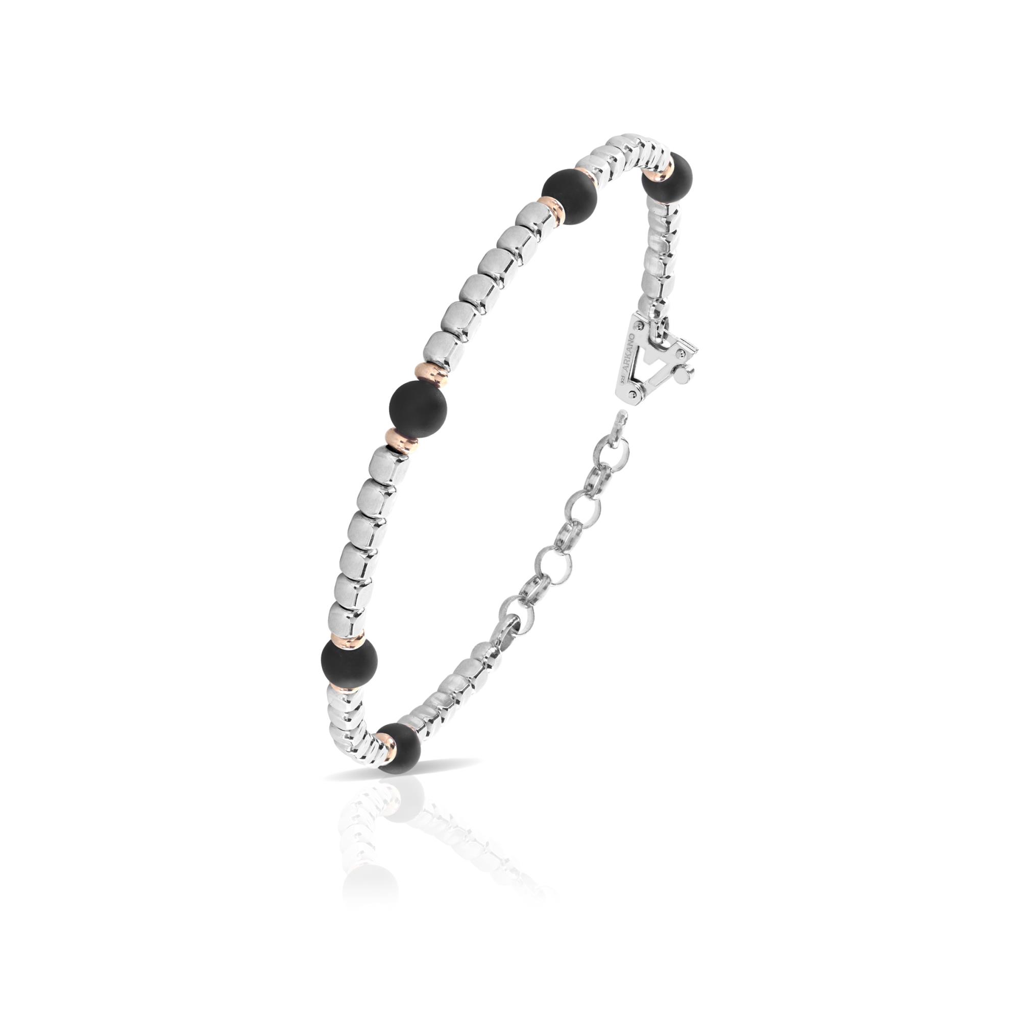 Bracciale in Arg.bianco 925% con onice satinato   - ARKANO