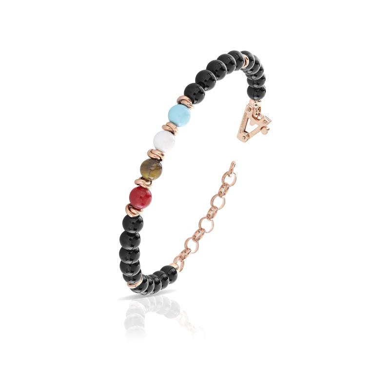 Bracciale in Arg.rosa 925% con onice e centrale multicolor - ARKANO