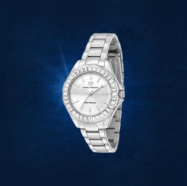 SPORT BAGUETTE 36MM 3H SILVER DIAL BR SS - CHIARA FERRAGNI