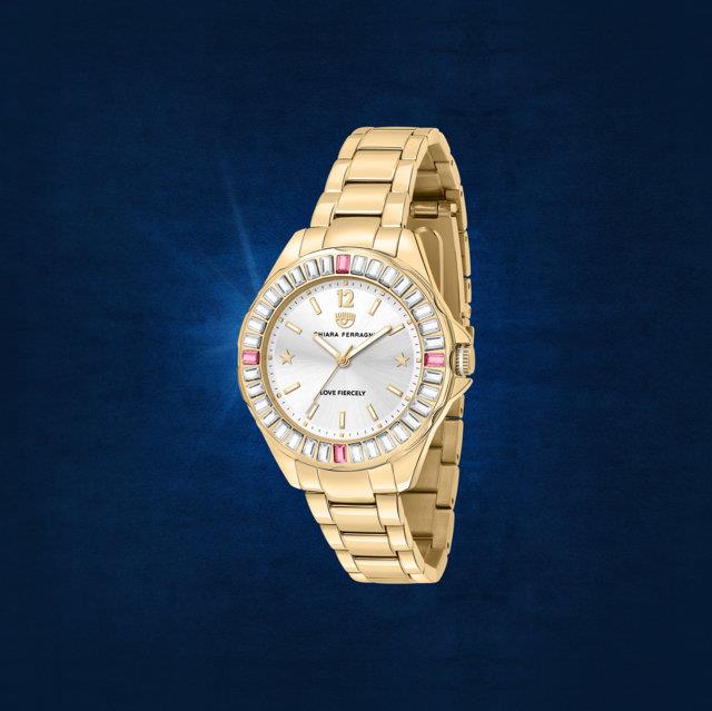 SPORT BAGUETTE 36MM 3H SILVER DIAL BR YG - CHIARA FERRAGNI
