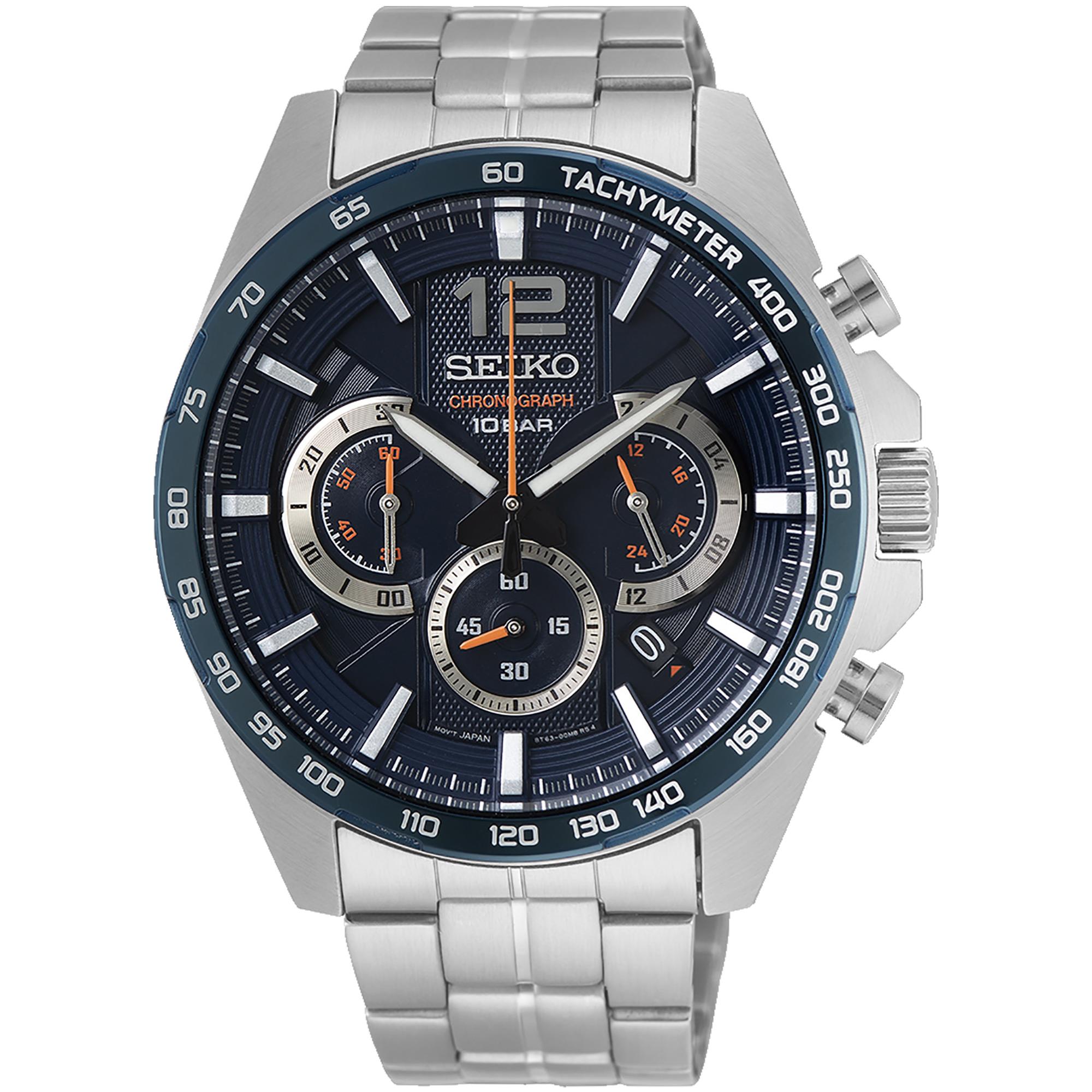 Orologio Cronograph Acciaio Uomo Blu e Arancione - SEIKO