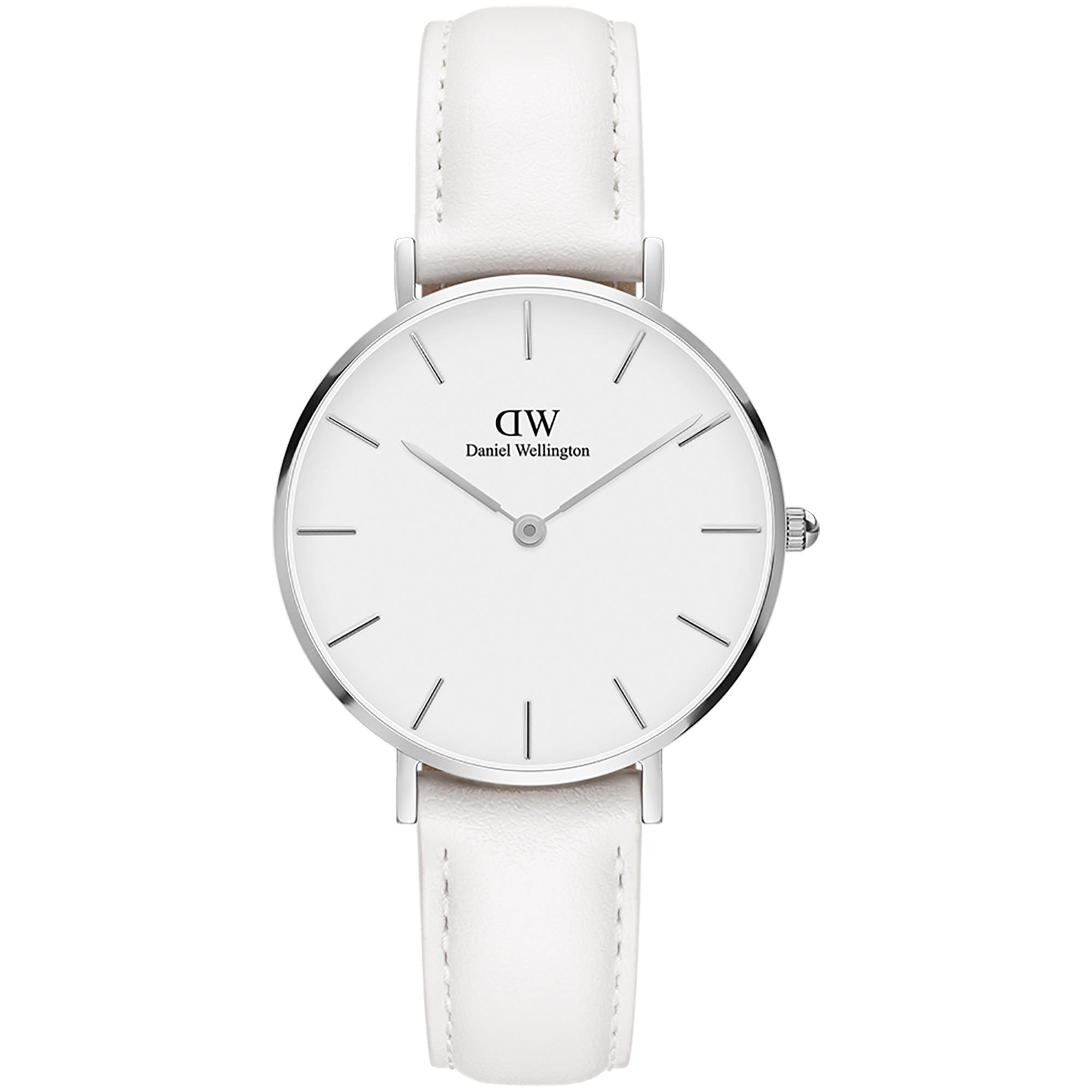Orologio Classic Petite Bondi Pelle Bianco 32mm Acciaio Argento DW00100190 - DANIEL WELLINGTON