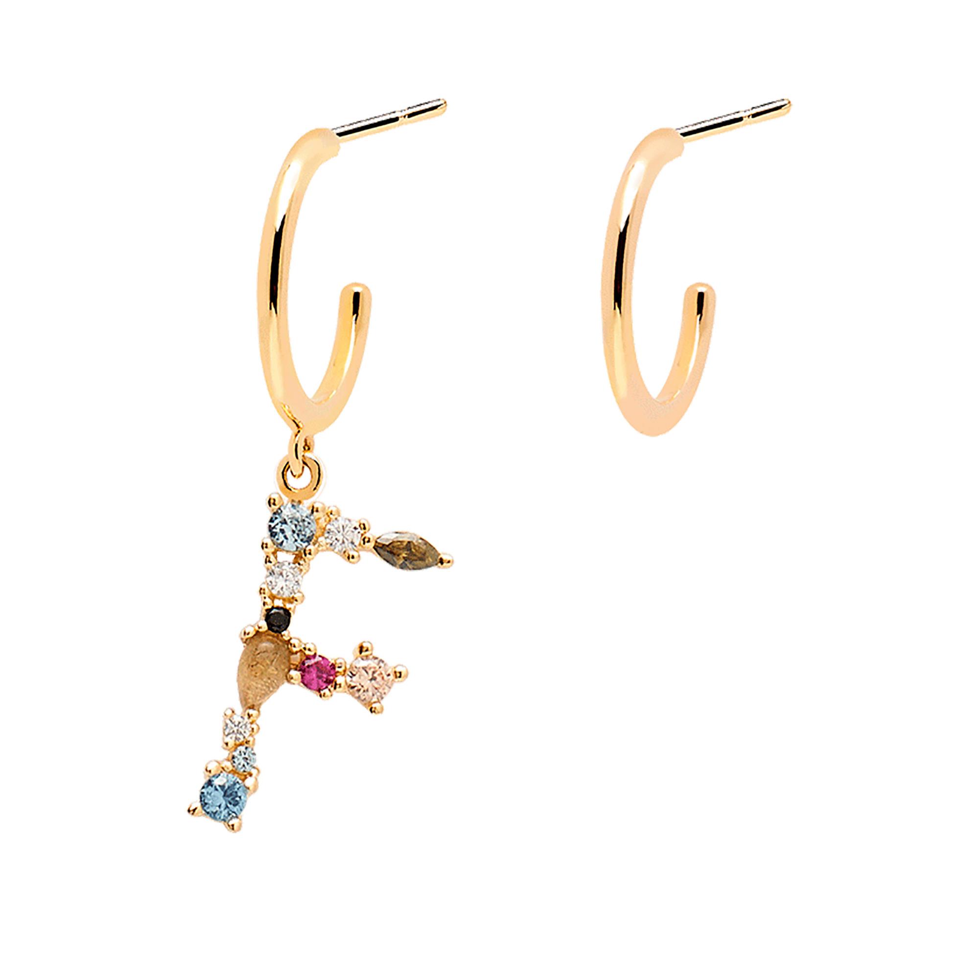 Orecchini Lettera F Oro Zirconi e Pietre Donna - PD PAOLA