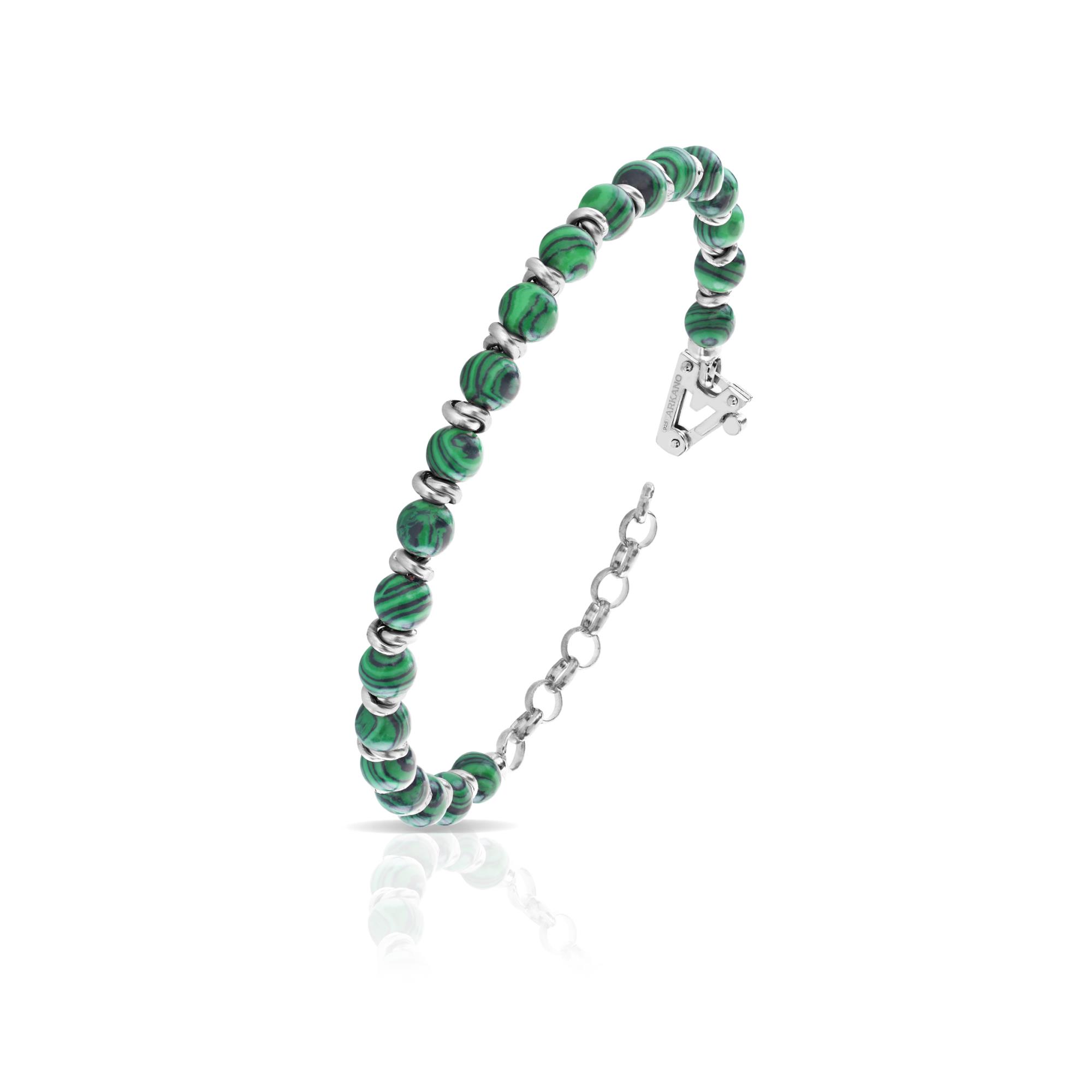 Bracciale in Arg.bianco 925% con malachite - ARKANO
