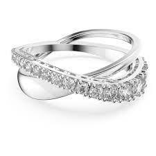 Anello Twist Taglio tondo, Bianco, Placcato rodio  - SWAROVSKI