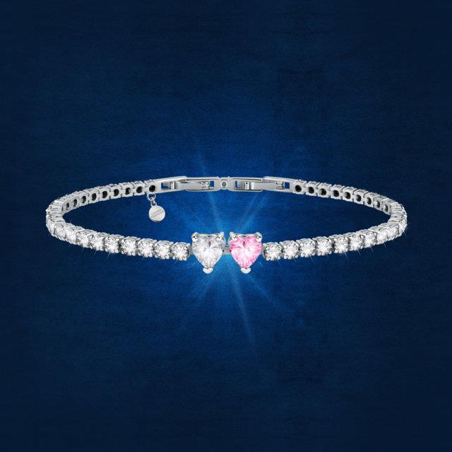 FIRST LOVE BR.SILVER+WH/PINK CZ 16+1,5CM - CHIARA FERRAGNI